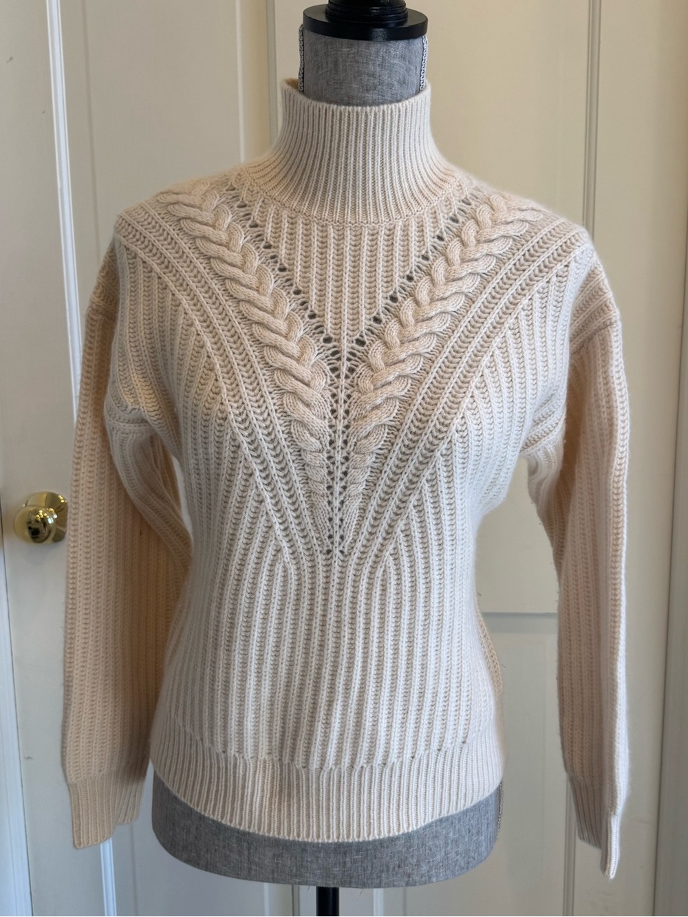 J.Crew Cashmere Cream Cable-Knit Turtleneck Sweater